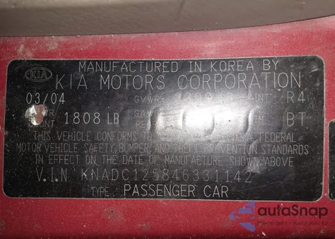 2004 Kia Rio from USA, damaged, VIN KNADC125846331142